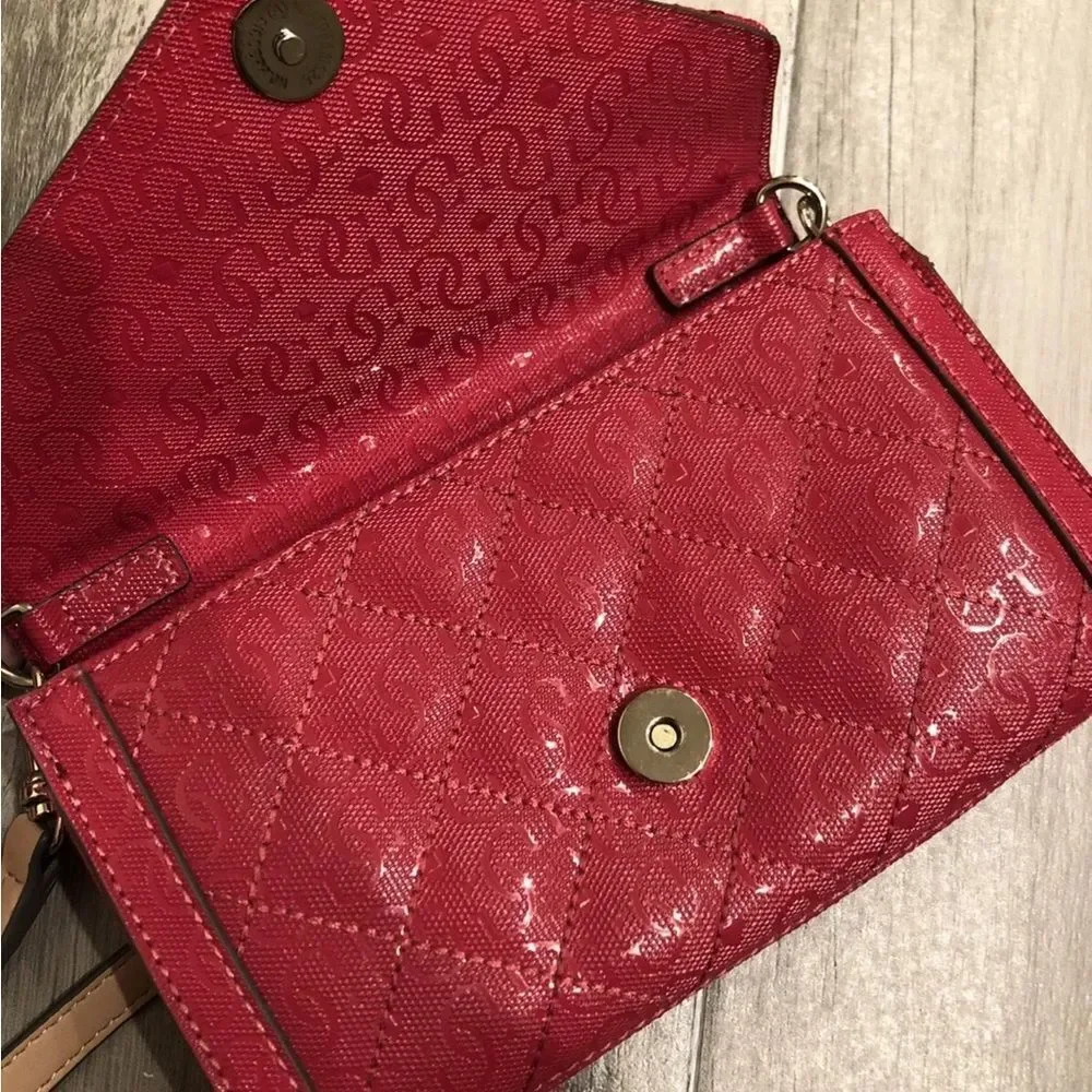 Guess Deep Pink Monogram Crossbody